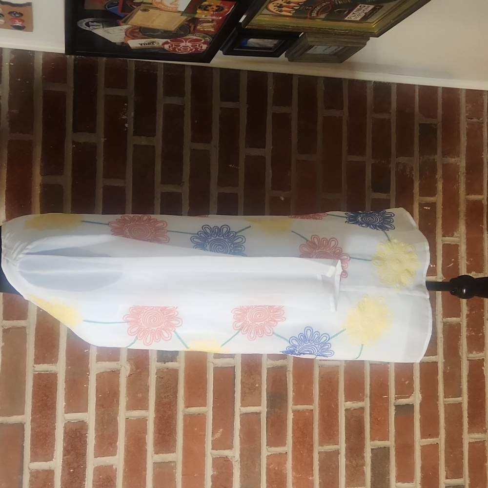 Modcloth White Sheath Dress with Bishop Sleeves, Size Small - Picture 2 of 10